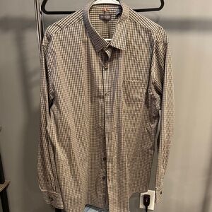 Van Heusen Black and Cream Checkered Button Down Shirt